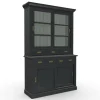INTERIOR'S - Buffet 2 portes vitrées mdf noir - rhode island interior's