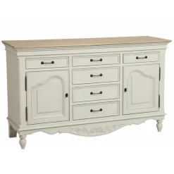 INTERIOR'S - Buffet bas 2 portes 6 tiroirs mdf blanc - romance interior's