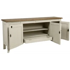 INTERIOR'S - Buffet bas 4 portes 1 tiroir bois blanc - manoir interior's