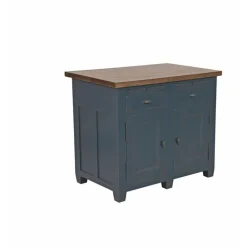 INTERIOR'S - Buffet bas 2 portes 2 tiroirs bois bleu - brocante interior's