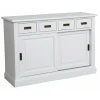 INTERIOR'S - Buffet bas 2 portes 4 tiroirs supérieurs mdf blanc - rhode island interior's