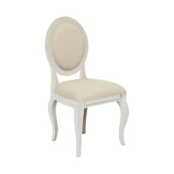 INTERIOR'S - Chaise médaillon bois blanc - manoir interior's