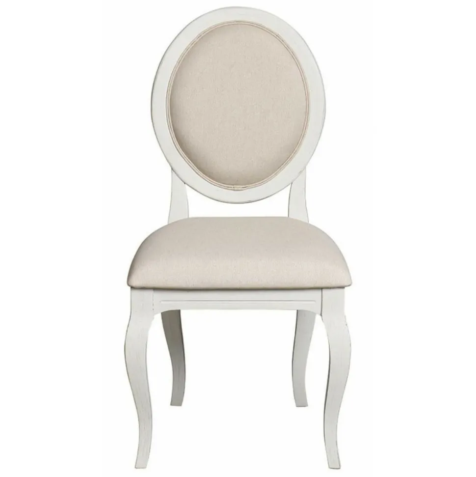 INTERIOR'S - Chaise médaillon bois blanc - manoir interior's