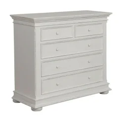 INTERIOR'S - Commode 5 tiroirs pieds arrondis mdf blanc - harmonie interior's