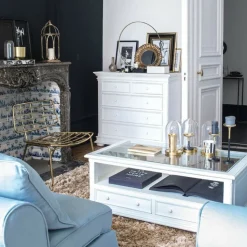 INTERIOR'S - Commode 5 tiroirs pieds arrondis mdf blanc - harmonie interior's