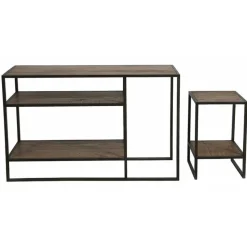 INTERIOR'S - Console avec bout de canapé gigogne bois marron - manufacture interior's