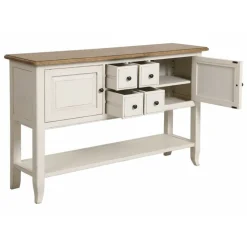 INTERIOR'S - Console d'entrée 4 tiroirs 2 portes bois blanc - manoir interior's