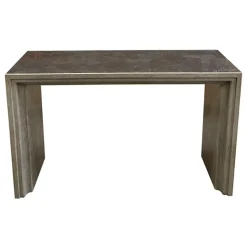 INTERIOR'S - Console plateau pierre bleue et piètement chêne pierre naturelle noir - minéral interior's