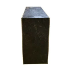 INTERIOR'S - Console plateau pierre bleue et piètement chêne pierre naturelle noir - minéral interior's