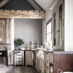 INTERIOR'S - Haut de buffet 2 portes vitrées bois beige - brocante interior's