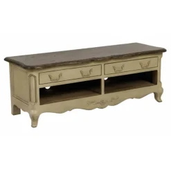 INTERIOR'S - Meuble tv 2 tiroirs bois beige - château interior's