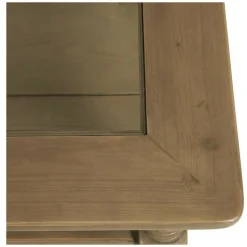 INTERIOR'S - Table basse carrée plateau en verre bois beige - natural interior's