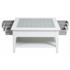 INTERIOR'S - Table basse carrée plateau vitré bois blanc - rhode island interior's