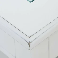 INTERIOR'S - Table basse carrée plateau vitré bois blanc - rhode island interior's