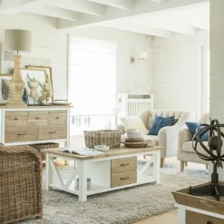 INTERIOR'S - Table basse rectangulaire bois blanc - rivages interior's