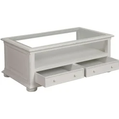 INTERIOR'S - Table basse rectangulaire plateau en verre mdf blanc - harmonie interior's