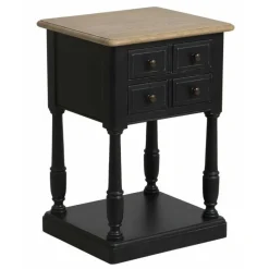 INTERIOR'S - Table de chevet 2 tiroirs bois noir - manoir interior's