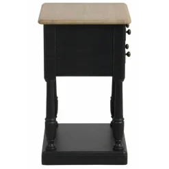 INTERIOR'S - Table de chevet 2 tiroirs bois noir - manoir interior's