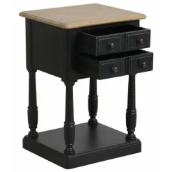 INTERIOR'S - Table de chevet 2 tiroirs bois noir - manoir interior's
