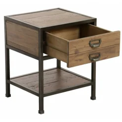 INTERIOR'S - Table de chevet 1 tiroir bois marron - manufacture interior's