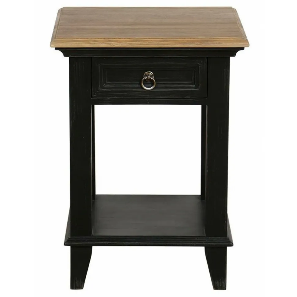 INTERIOR'S - Table de chevet ouvert 1 tiroir bois noir - esquisse interior's