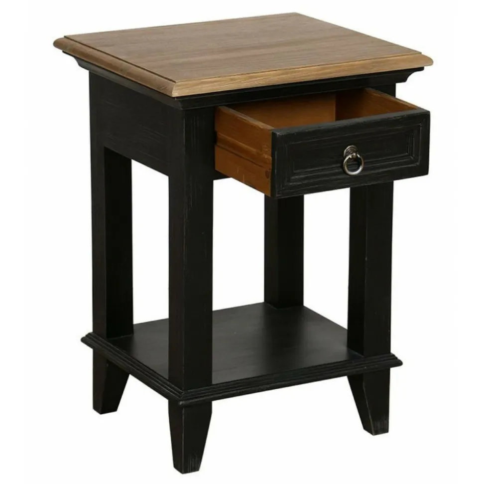 INTERIOR'S - Table de chevet ouvert 1 tiroir bois noir - esquisse interior's