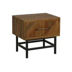 INTERIOR'S - Table de chevet 1 tiroir pieds bois marron - empreintes interior's