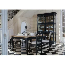 INTERIOR'S - Table rectangulaire extensible pour 12 à 14 pers bois noir - manoir interior's