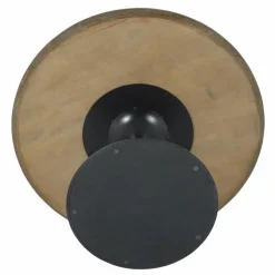 INTERIOR'S - Table ronde plateau marbre bois blanc - minéral interior's