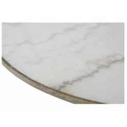 INTERIOR'S - Table ronde plateau marbre bois blanc - minéral interior's