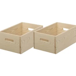 JARDINDECO - Caisse en bois brut de rangement (lot de 2)