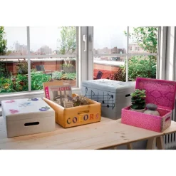 JARDINDECO - Caisse en bois brut de rangement (lot de 2)