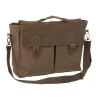J-LINE - Cartable style ancien en coton marron 38x12x31 cm
