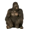 J-LINE - Gorille en résine marron 67x55x89 cm