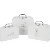 J-LINE - Set de 3 valises naissance en carton blanc 25x20x10 cm