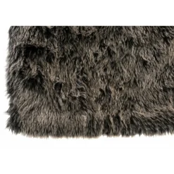 J-LINE - Tapis fourrure immitation gris foncé 103x63cm