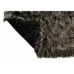 J-LINE - Tapis fourrure immitation gris foncé 103x63cm