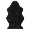 J-LINE - Tapis mouton en fourrure artificielle noir 94x60cm