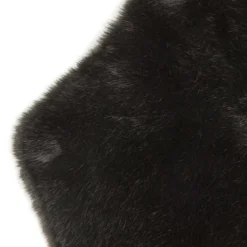 J-LINE - Tapis mouton en fourrure artificielle noir 94x60cm