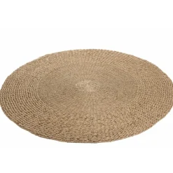 J-LINE - Tapis rond tressé en zostère naturel 120x120x1 cm