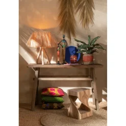 J-LINE - Tapis rond tressé en zostère naturel 120x120x1 cm