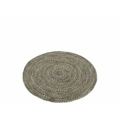 J-LINE - Tapis rond trricot en textile noir 119x119x1 cm