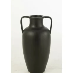 J-LINE - Vase 2 anses en poterie noir 47x47x66 cm