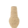 J-LINE - Vase afro en bois naturel 31.5x31.5x63 cm