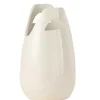 J-LINE - Vase anse en céramique blanche 23x23x40 cm