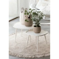 J-LINE - Vase anse en céramique blanche 23x23x40 cm