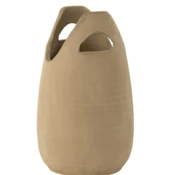 J-LINE - Vase anse en céramique beige 23x23x40 cm