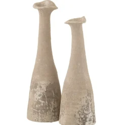 J-LINE - Vase antique en céramique naturel 18.5x18.5x59 cm