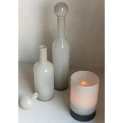 J-LINE - Vase bouteille en verre blanc 14x14x75 cm