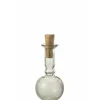 J-LINE - Vase bouteille ronde avec bouchon en verre transparent 12x12x25 cm